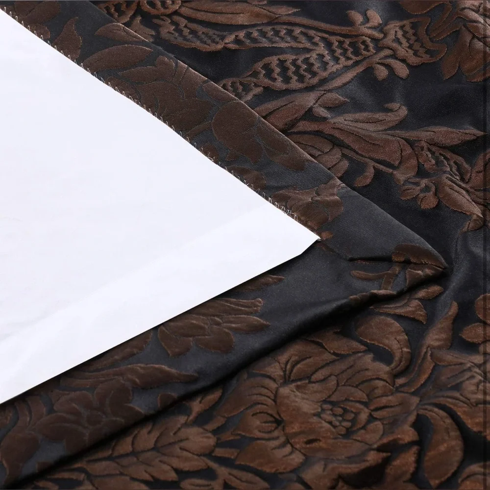 Luxe Brocade Damask Black & Copper Curtain Panel Academia, Gothic, Saltburn
